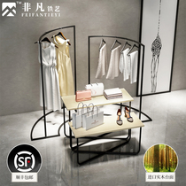 Clothing store display rack display rack landing iron island window arc running water table women's clothing store hanging clothes rack