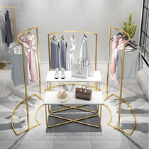 Gold clothing store display rack floor-to-ceiling Zhongdao display rack wrought iron window running water table women's clothing store hangers