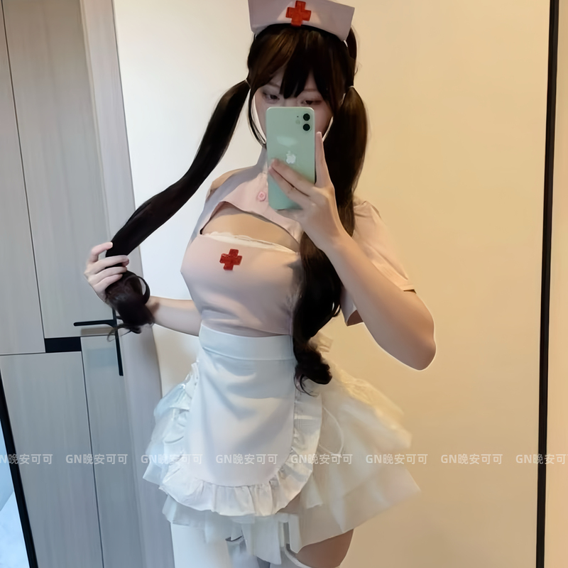 Christmas Halloween Cosplay Sexy Nurse Uniform Lace Tube Top Slim Fit Hip-Hugging Nightgown Tutu Skirt Set