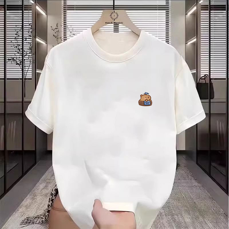 Kangshi Yishu Trendy Brand Kapibara American-Style T-Shirt for Men, Short-Sleeved, Summer Cool Feeling, 2026 New Style, Loose Fit, Large Size Kangshi Yishu Trendy Brand Kapibara American-Style T-Shirt for Men, Short-Sleeved, Summer Cool Feeling, 2026 New Style, Loose Fit, Large Size