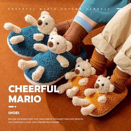 Тапочки для влюбленных, мужская зимняя нескользящая демисезонная мультяшная обувь, семейный стиль