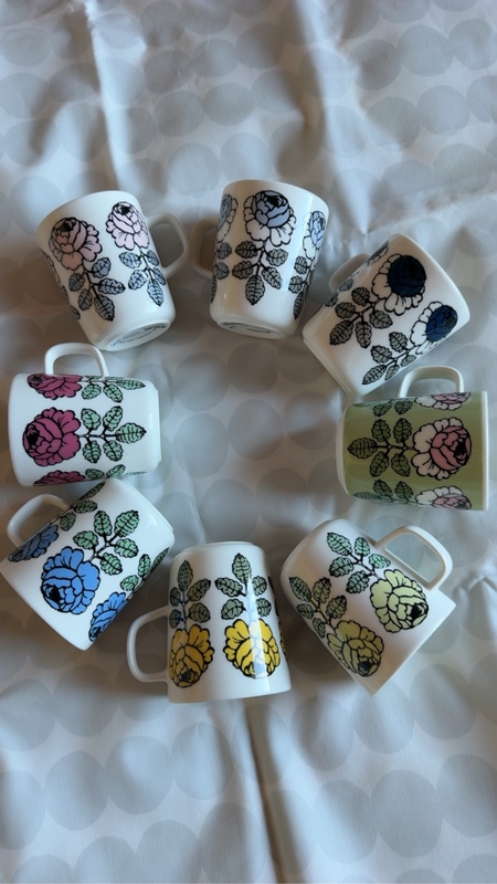 [Some Items in Stock] Finnish Marimekko Vihkiruusu Ceramic Bowls and Plates Wedding Rose Mug