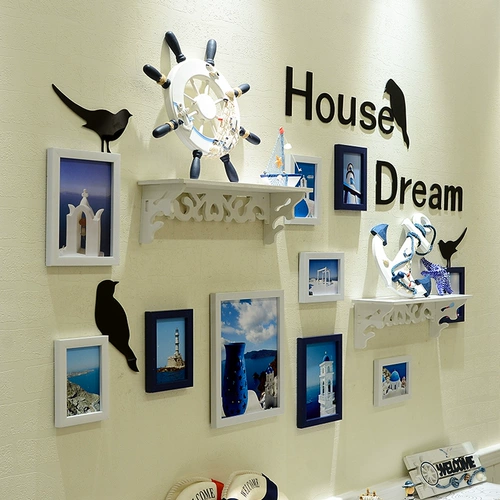 Фотография украшения фотомамма фото рамки китайский стиль моря европейский творческий комбинированный комбинированный сочетание настенной стены фото стены фрагмент стена