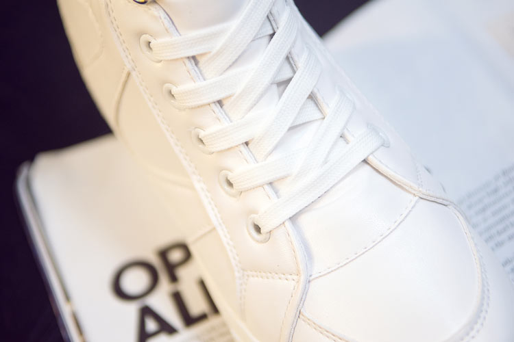 Mùa thu 2018 mới thời trang đáy dày với thắt lưng da cao cấp màu rắn giày vải cao giày sneaker nữ hot trend 2021