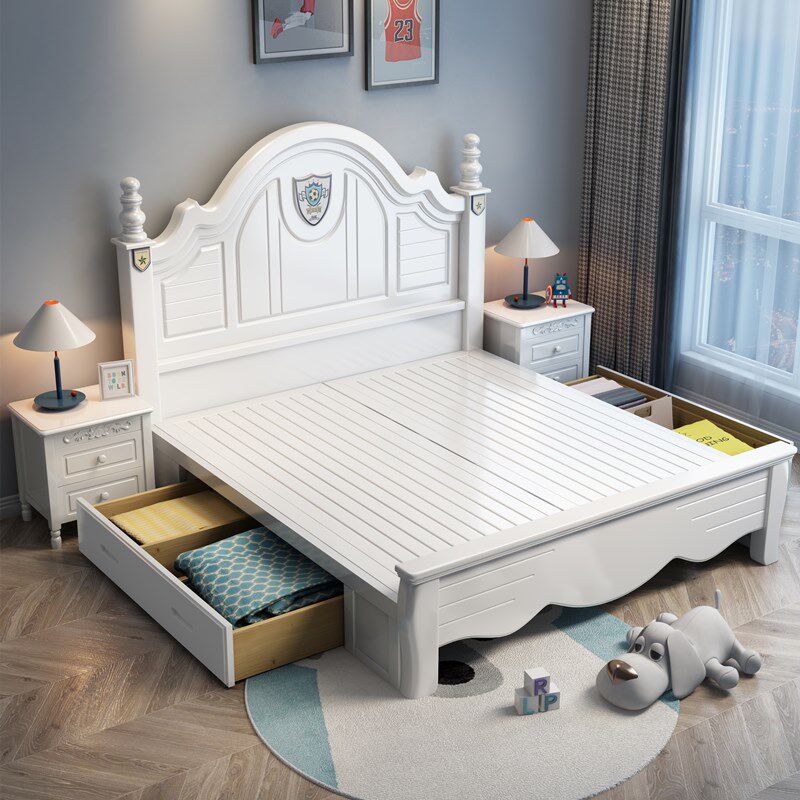 Solid wood Children's bed Boy minimalist modern girl Princess bed American teenagers Single beds Children storage Children's beds