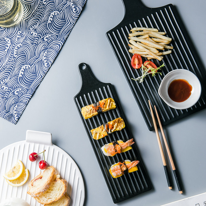 Japanese creative ceramic sushi dish irregularly square round Western dish pizza tray housebreakfast bread