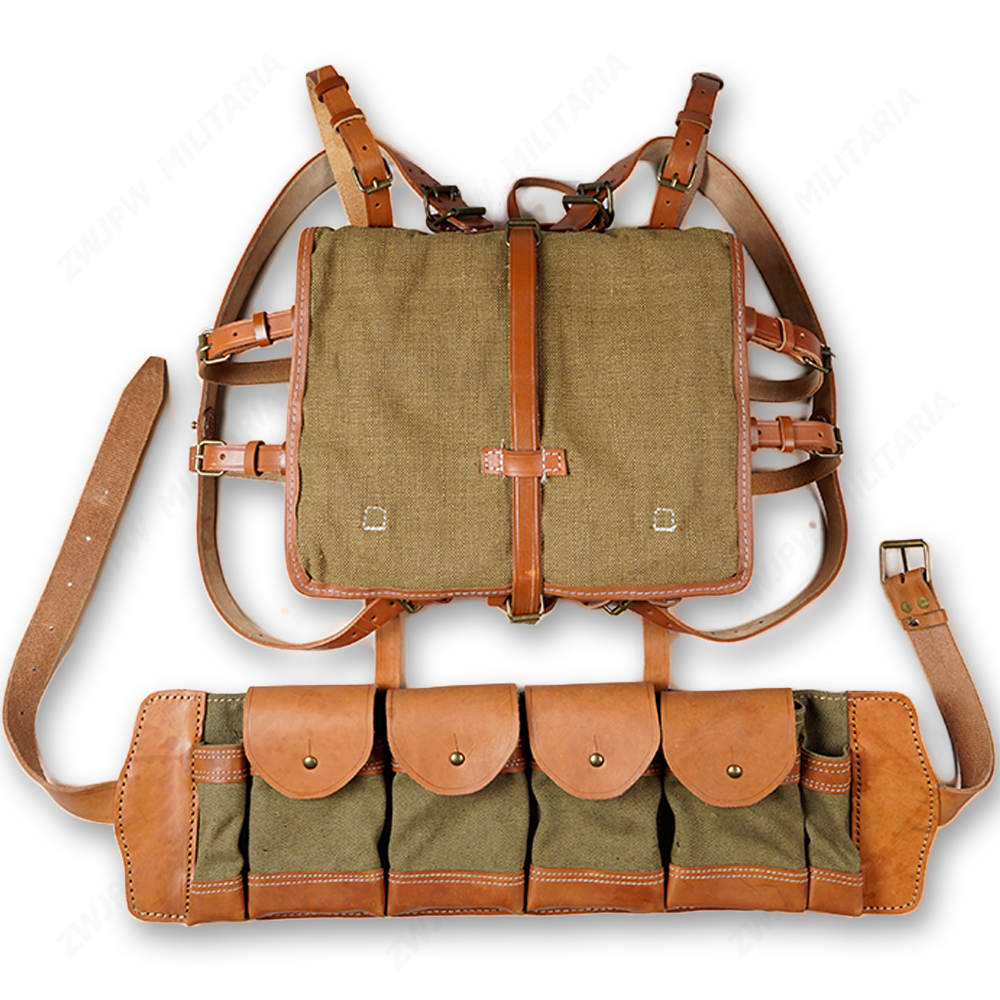 WWII War of Resistance Against Chinese Equipment Leather Canvas ZB26 Four United 4 United Field Backpack Group Reengraving Outlet-Taobao