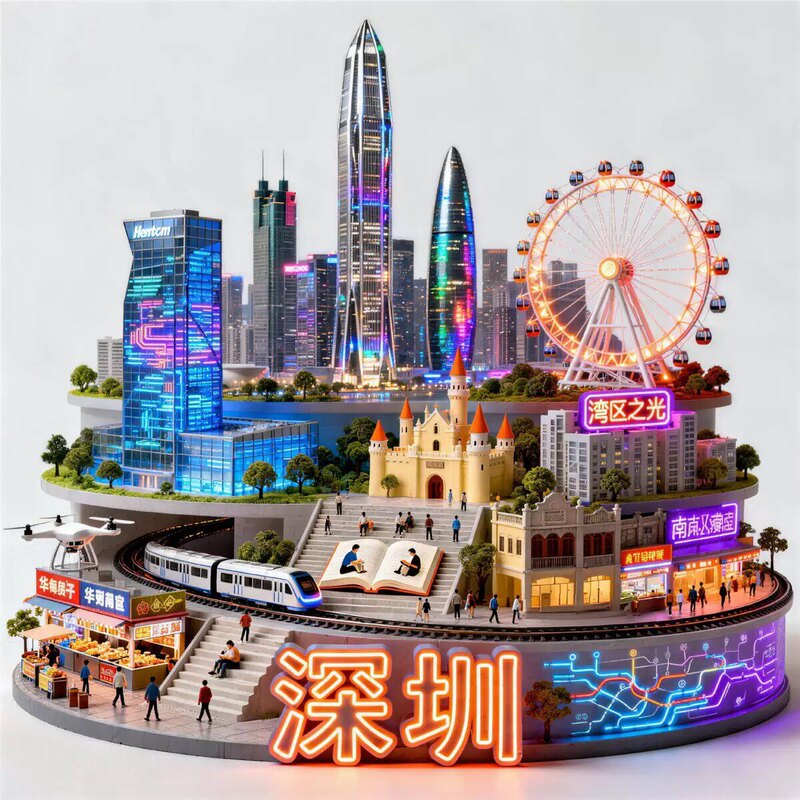 Shenzhen Ferris Wheel Refrigerator Magnet 2026 New 3D Floating Magnetic Sticker Shenzhen Tourism Souvenir Gift