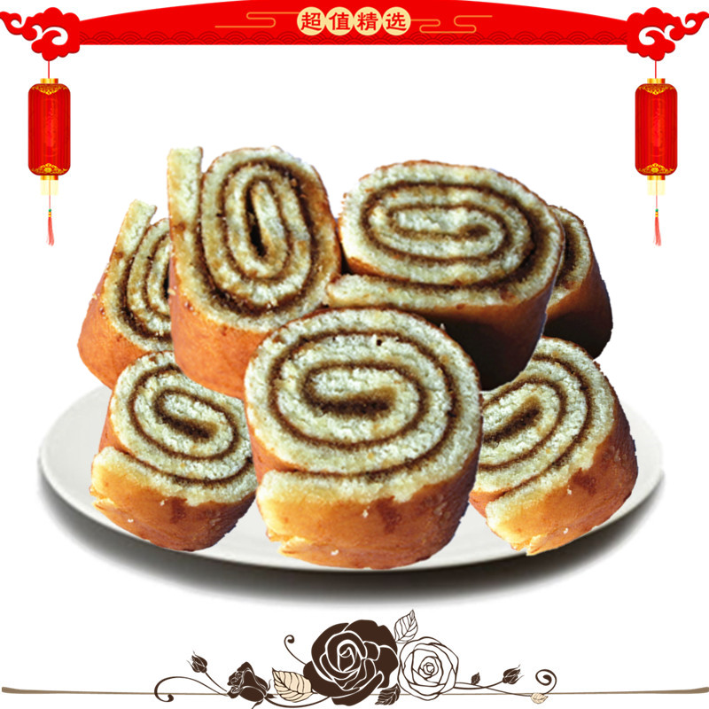 Lao Dingfeng Pastry Roll Cake Coconut Roll Cake 500gX1 Northeast Harbin specialty sandwich jam dessert 2 servings