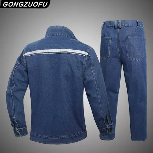 Осенний джинсовый износостойкий комбинезон, увеличенная толщина, защита от ожогов