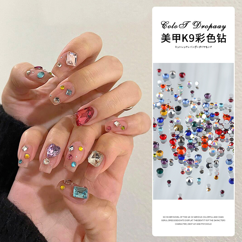 Trendy Little Monkey Style Nail Art with Small-Sized Irregular Flat-Bottomed Heart-Shaped Rhinestones, Mixed 3D Nail Art Rhinestones