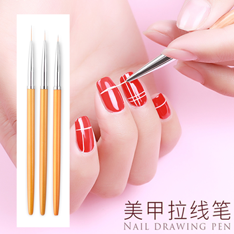 Nail art paint brush pull line brush flower brush nail art shop nail art brush nail tool pen metal rod three packs