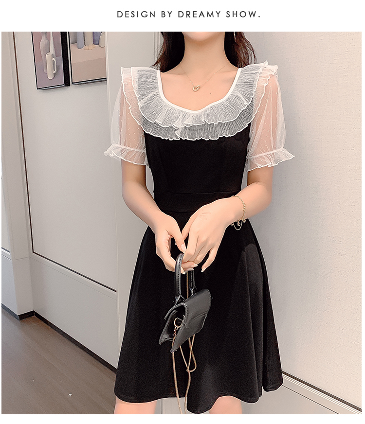 VK旗艦店 韓系小心機甜美蝴蝶結收腰短袖洋裝