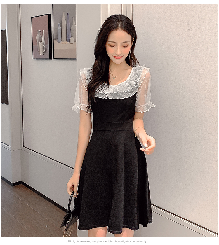 VK旗艦店 韓系小心機甜美蝴蝶結收腰短袖洋裝