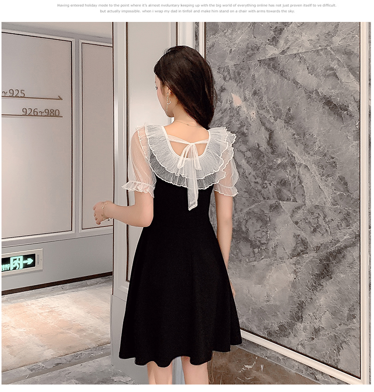 VK旗艦店 韓系小心機甜美蝴蝶結收腰短袖洋裝