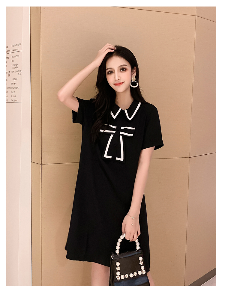 VK旗艦店 韓系時尚小香風蝴蝶結娃娃領短袖洋裝