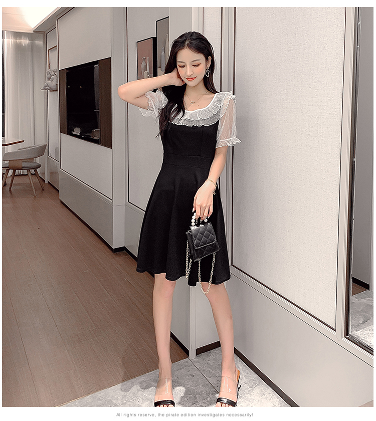 VK旗艦店 韓系小心機甜美蝴蝶結收腰短袖洋裝