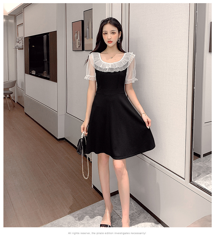 VK旗艦店 韓系小心機甜美蝴蝶結收腰短袖洋裝