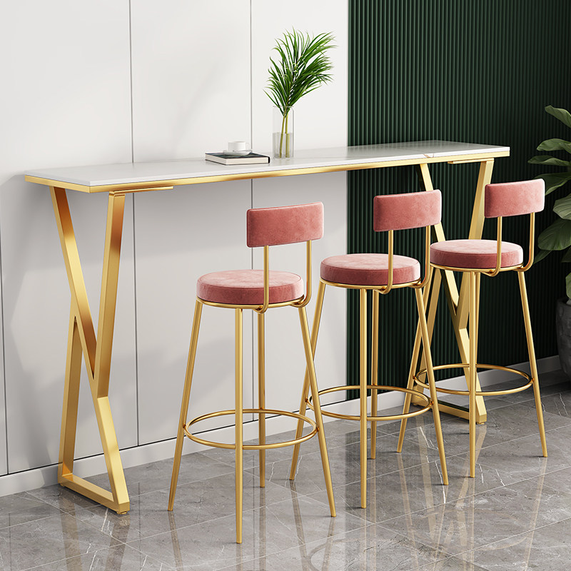 Light luxury slate small bar table home simple modern balcony window high table long bar against the wall milk tea shop table and chairs