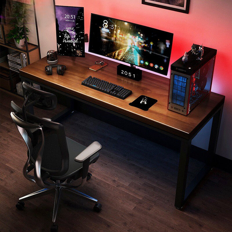 Solid wood computer desk desktop home simple modern office desk live broadcast double e-sports log rectangular table