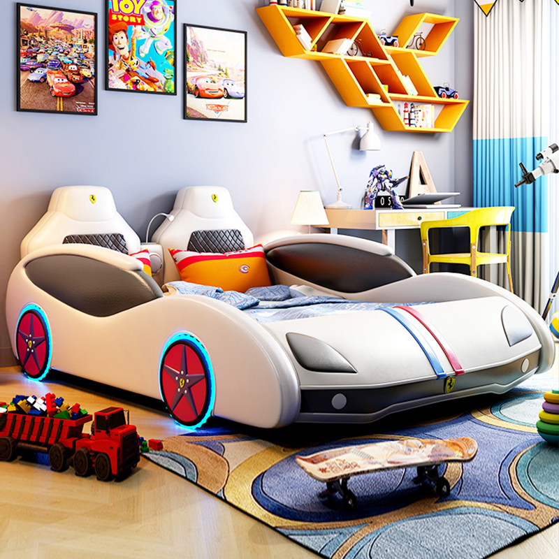 Car Bed Children Sports Car Bed Boy Single Beds 1 2m Cartoon 1 5 Multifunction 1 8 m With Guardrails Children's Bed