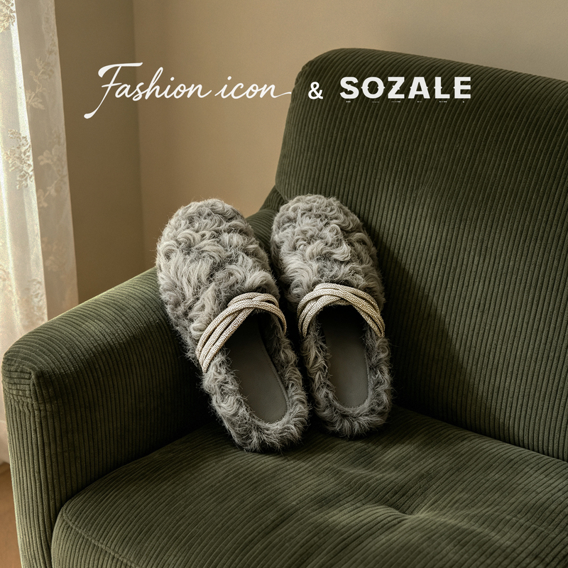 Fashion Icon "Wuzhi" Mule Slippers for Women, Autumn/Winter Luxury Rhinestone Slip-On Outdoor Closed-Toe Fur Shoes Fashion Icon "Wuzhi" Mule Slippers for Women, Autumn/Winter Luxury Rhinestone Slip-On Outdoor Closed-Toe Fur Shoes
