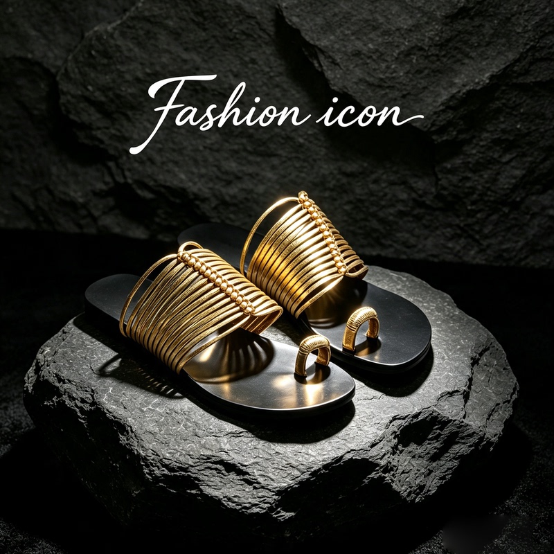 Fashion Icon "Cleopatra" Women's Summer Casual Slip-On Flat Sandals with a Stylish Design