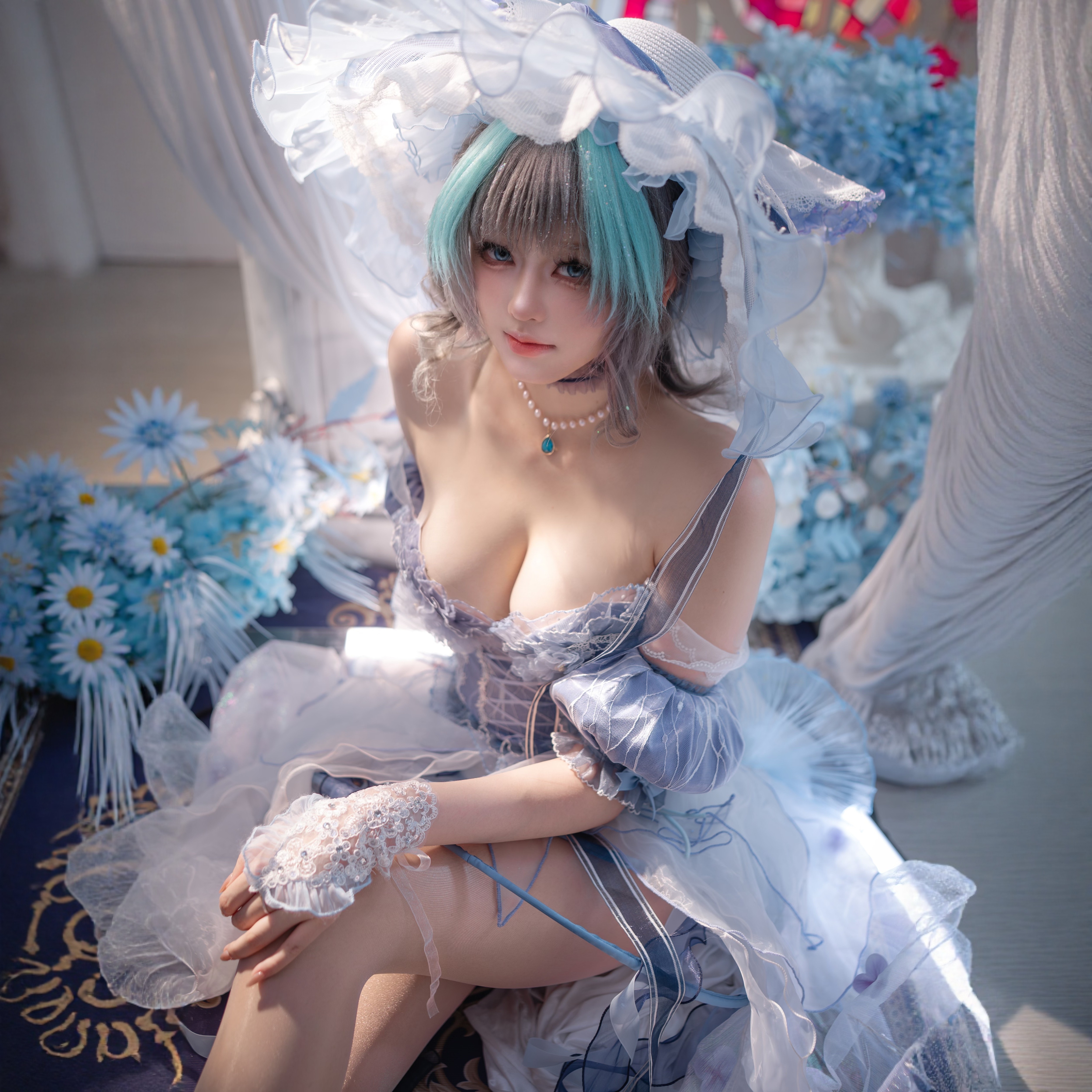 Blue route Cheshire cos платье ледяной принцессы scrap draft двухмерная женская одежда для косплея