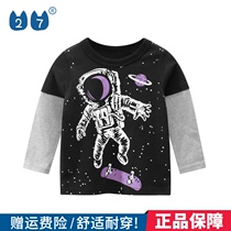 27kids childrens clothing 2021 autumn boys long sleeve T-shirt childrens clothing baby coat brand Cotton autumn clothing