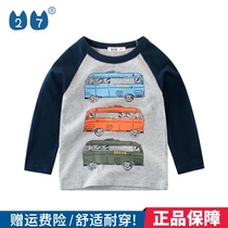 27kids Tide brand childrens clothing boys 2021 autumn children Korean long sleeve T-shirt baby base shirt Cotton