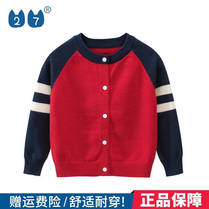 27kids Brand Boy Dress Boy Spring Clothing Girl Spring Autumn Children Sweaters Cardiovert Knitwear Knitted Thin