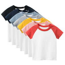 27kids boys cotton thin childrens clothing summer childrens short sleeve T-shirt solid color non-pattern childrens clothes summer clothes