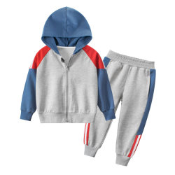 27kids pure cotton children's clothing spring and autumn children's set baby hooded sportswear two-piece set boys spring clothing thin section