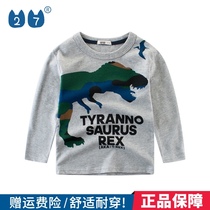 27kids boys and children Base shirt childrens clothing 2021 autumn long sleeve T-shirt dinosaur adult cotton autumn clothes