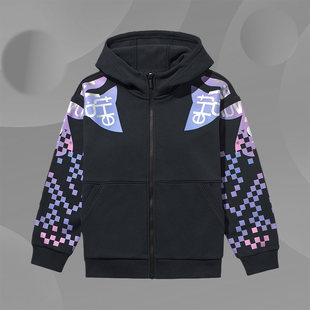 Lining/李宁 Детская демисезонная толстовка, бархатный удерживающий тепло кардиган с капюшоном, подходит для подростков, градиент