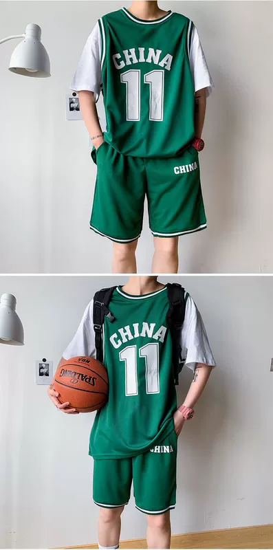 Áo thun nam mùa hè mới 2020 áo thun ngắn tay giả hai mảnh cặp đôi đồng phục bóng rổ phù hợp với thể thao trong triều thương hiệu hip-hop - Bộ đồ