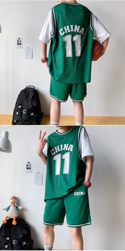 Áo thun nam mùa hè mới 2020 áo thun ngắn tay giả hai mảnh cặp đôi đồng phục bóng rổ phù hợp với thể thao trong triều thương hiệu hip-hop - Bộ đồ