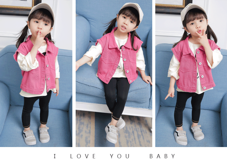 Áo vest nữ cao bồi mùa xuân và mùa thu Hàn Quốc cho bé áo gile thu đông bé gái