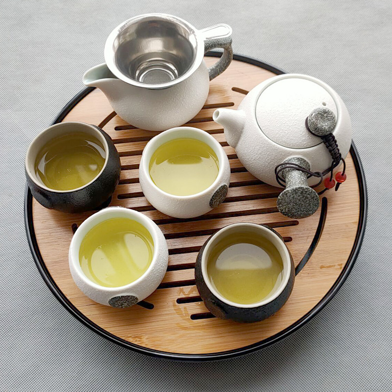 Kongfu tea furniture small suit home minimalist living-room storage type dry tea tea tray small tea table ceramic side to make pot tea cup-Taobao