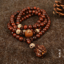 Indian small leaf red sandalwood wood beads old material 108 multi-Circle Bracelet p94 Lotus pendant male and female rosary necklace