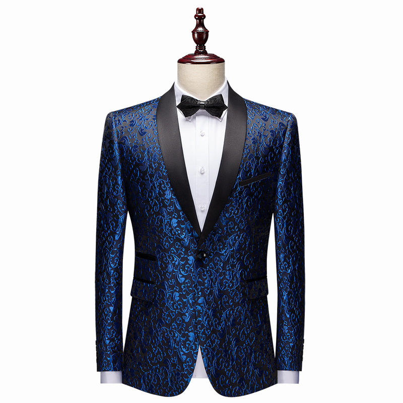 Embossed Blazer for Men, Slim Fit, Trendy Korean Style, Host, Internet Celebrity, Groom's Suit, Wedding Hairstylist Suit