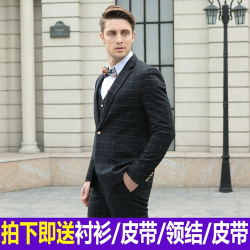 Комплект, платье, мужской классический костюм для отдыха, облегающий крой, 3 предмета, в корейском стиле