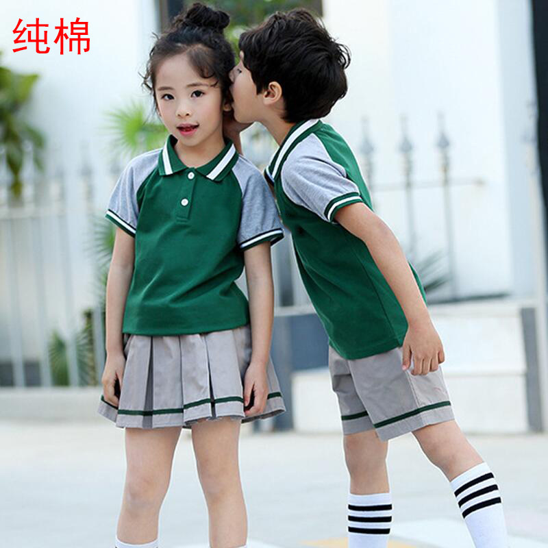 Kindergarten garden uniforms summer clothes primary school students school uniforms short-sleeved cotton summer new sports suits 2021 customized wholesale