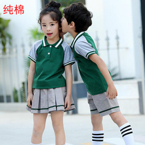 Kindergarten Garden Clothing Summer Clothing Primary School Childrens School Uniform Short Sleeves Pure Cotton Summer New Sports Suit 2021 Dingdo Wholesale