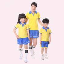 Kindergarten Garden Clothes Elementary School Childrens School Uniform Performance Class Jacket Summer Clothing Short Sleeves New Summer Yellow Blue Set For Wholesale