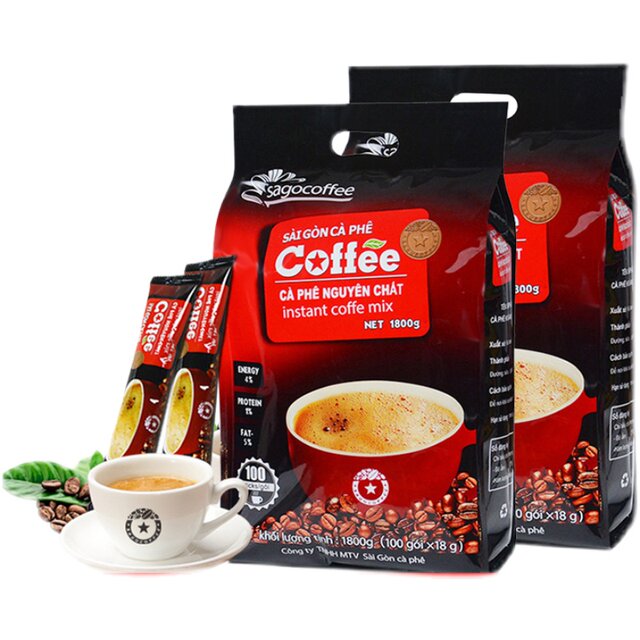 Vietnam Imported Saigon Coffee Powder in Bags, 1800g*2 Bags, Three-In-One Instant Black Coffee Original Flavor