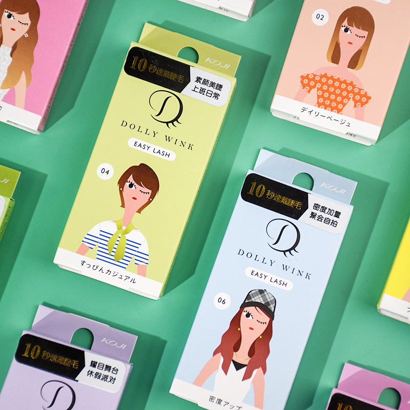 Japan KOJI KOJI DOLLY WINK JAPAN Fake Eyelash Woman Natural Vegan Skin Emulation Thick and Dense Matching Glue