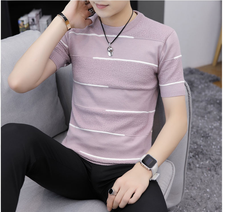 Áo nam 2019 Mới mùa xuân Vest nửa tay áo Áo lưới Net Đỏ đan ngắn tay áo len nửa tay áo nam - Hàng dệt kim thời trang nam mùa đông