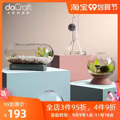 Nordic dormitory room desktop decorations ornaments hydroponic plants transparent glass bottle colored plaster vase combination
