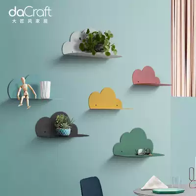 Creative shop wrought iron wall storage partition pastoral living room bedroom wall decoration cloud shelf